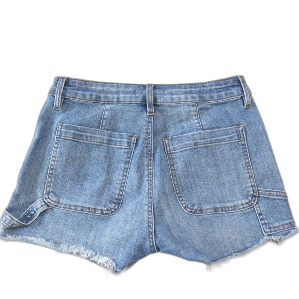 STS Blue High Rise Med Wash Denim Shorts Raw Edge Festival 27" EUC - Picture 2 of 11
